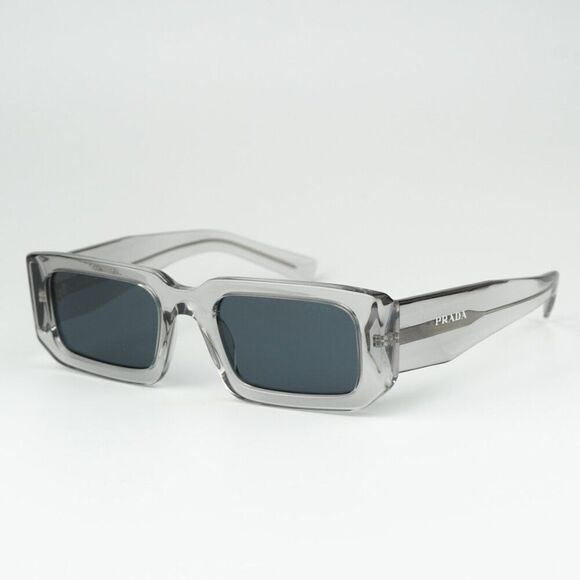 NEW Prada PR06YS 12R09T Transparent Grey Dark Grey Rectangle Unisex Sunglasses - Picture 6 of 11